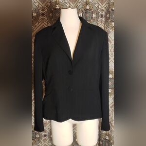 Jones New York Navy Striped 2 Button Suit Jacket with Notched Lapel (size 14)